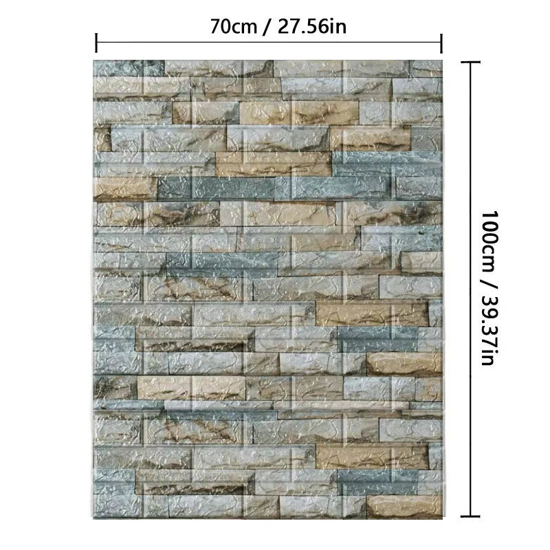 3D Brick Pattern Self-Adhesive Wallpaper 70cm — Waterproof Peel & Stick