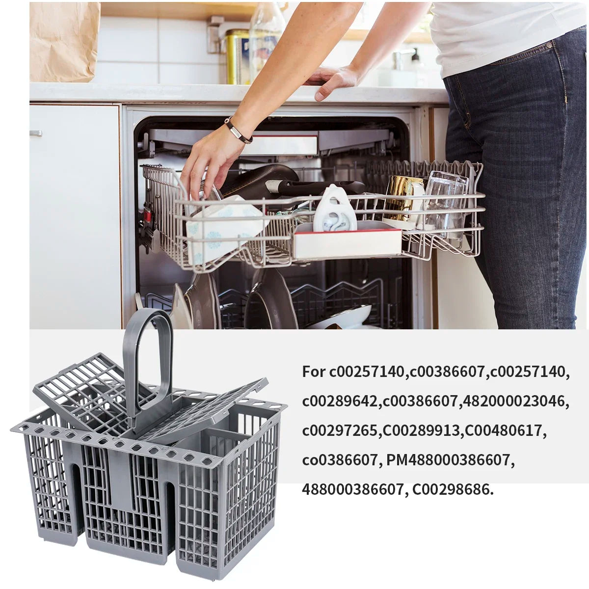 Dishwasher Cutlery Basket C00257140 – Replacement for Bauknecht, Indesit, Hotpoint, Ignis | Knife & Fork Storage