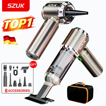 SZUK 3-in-1 Wireless Handheld Vacuum Cleaner – 100W Brushless Motor, HEPA Filter, Wet & Dry