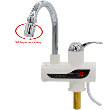 ATWFS 3000W Tankless Instant Water Heater Faucet – 3-Second Heating, Digital Display, 360° Swivel | EU Plug