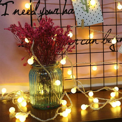 OKAL RED EAST Ball LED String Lights – Waterproof, USB or Battery, 1.5–12M | Warm / White / Colorful | Indoor & Outdoor Fairy Lights