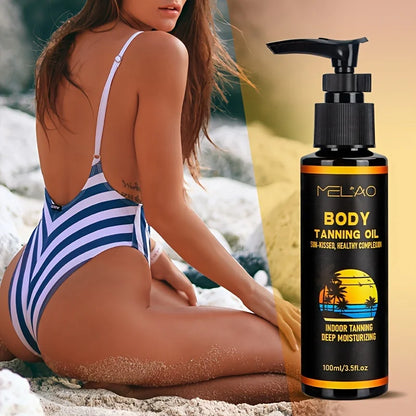 MELAO Self-Tanning Oil & Tan Intensifier – Faster, Darker Sun Tan with Hyaluronic Acid & Ultra-Moisturizing Formula | 100ml