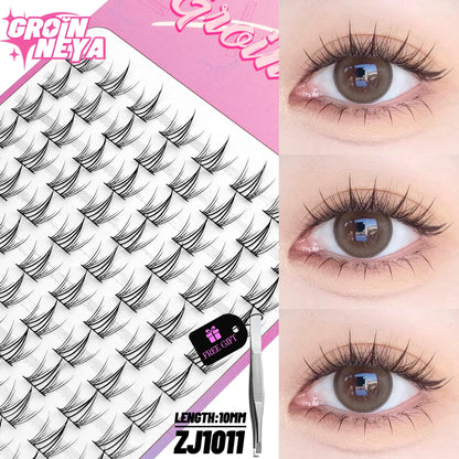 GROINNEYA DIY Cluster Lashes – 120 Natural Volume Individual Lash Clusters, 8–16mm | Soft Synthetic Hair | Mixed Tray | 17 Styles