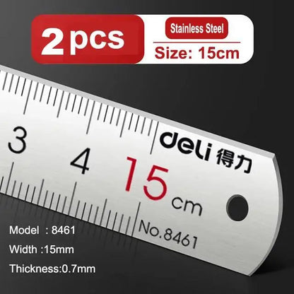 Deli ステンレス製直定規 — 15 / 20 / 30cm、1個、2個、または5個セット