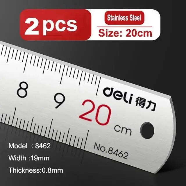 Deli ステンレス製直定規 — 15 / 20 / 30cm、1個、2個、または5個セット
