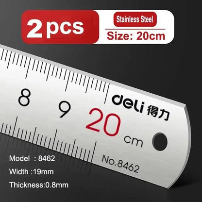 Deli ステンレス製直定規 — 15 / 20 / 30cm、1個、2個、または5個セット