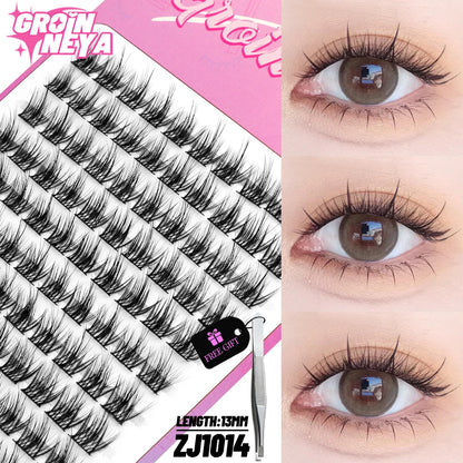 GROINNEYA DIY Cluster Lashes – 120 Natural Volume Individual Lash Clusters, 8–16mm | Soft Synthetic Hair | Mixed Tray | 17 Styles