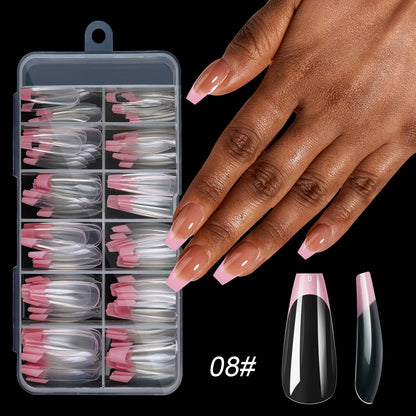 Misscheering Acrylic French Press-On Nails – 120pcs, Full Cover, Mixed Sizes | Square & Almond | White / Pink / Black / Orange