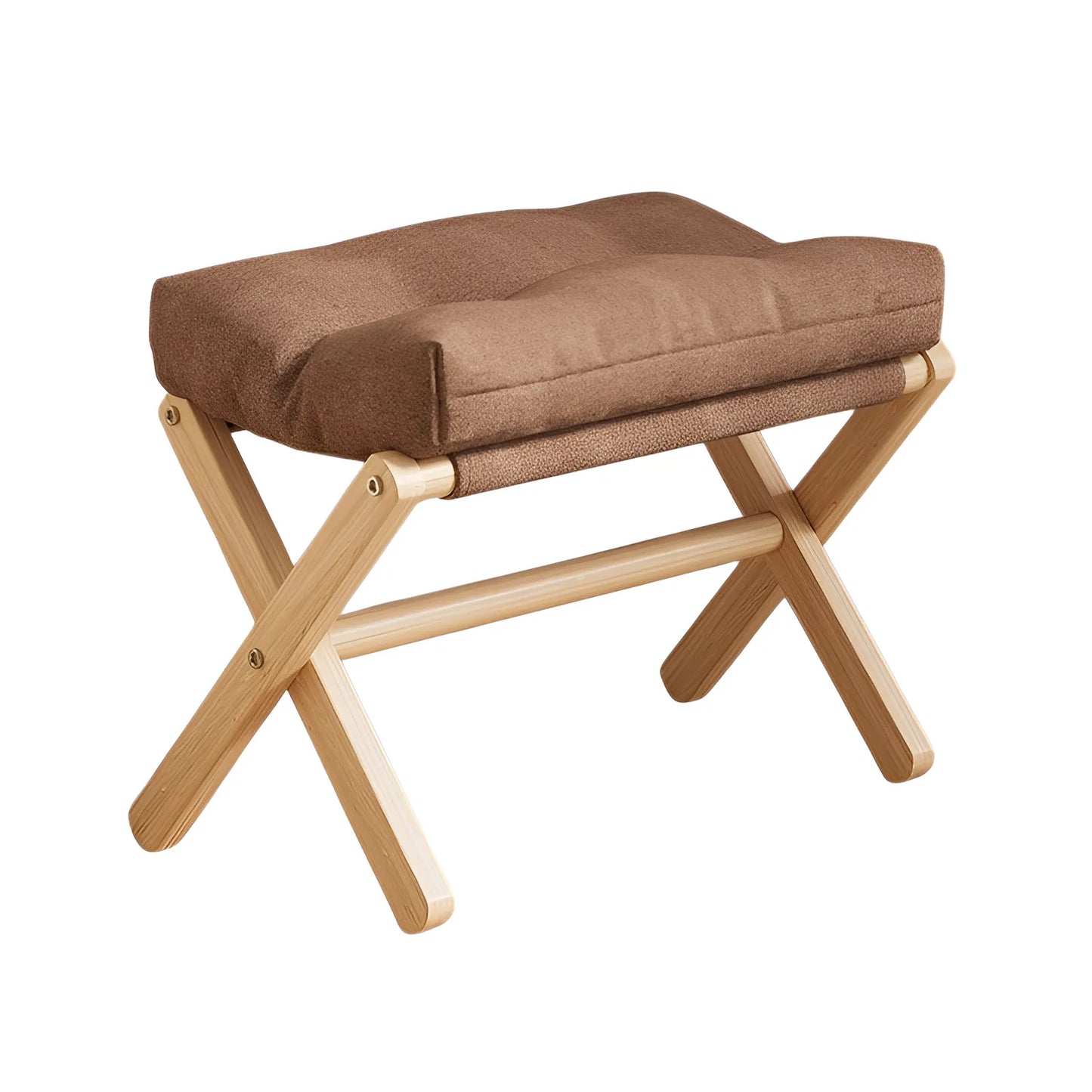 Solid Wood Folding Footstool & Entryway Bench – 46×30×44cm, Minimalist Modern | Gray, Coffee, Orange, Beige