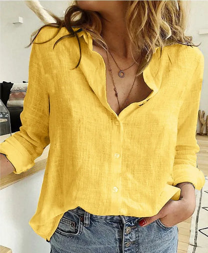 Cotton Linen Casual Shirt – Women Long Sleeve