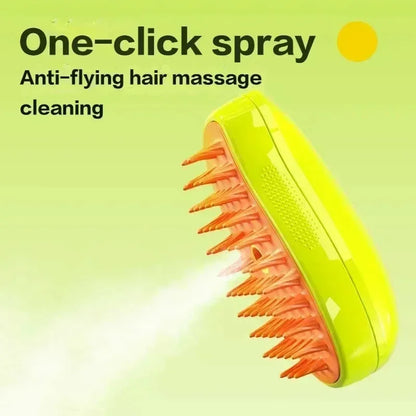 3-in-1 Pet Steam Grooming Brush — Spray, Massage & Detangle for Cats & Dogs