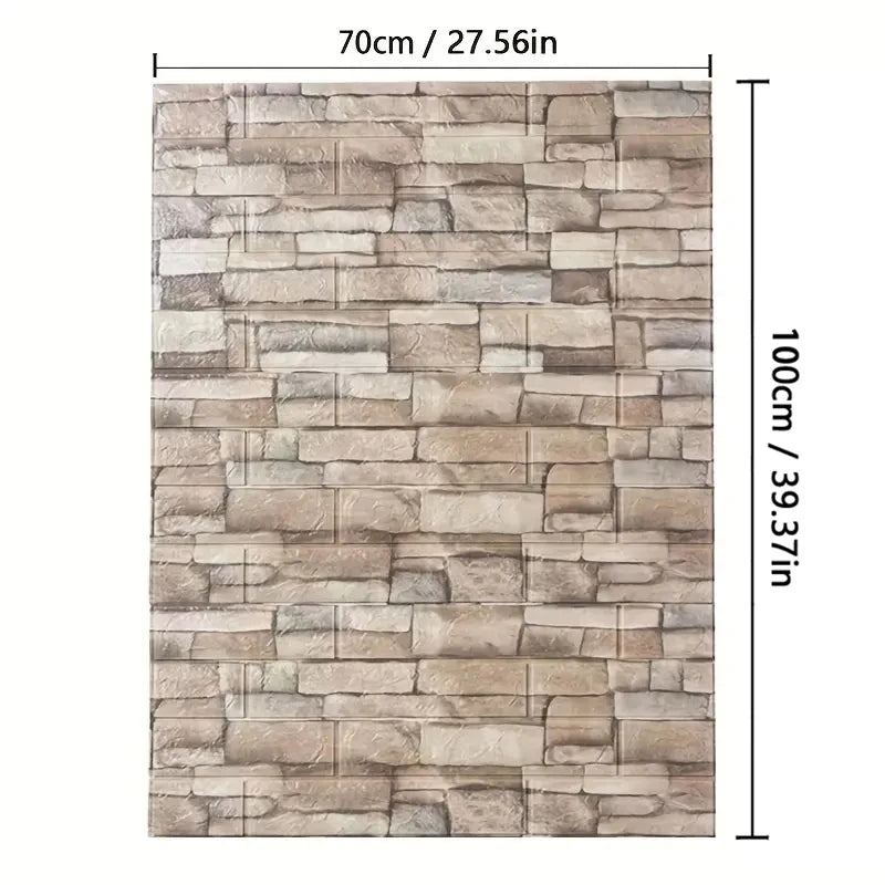 3D Brick Pattern Self-Adhesive Wallpaper 70cm — Waterproof Peel & Stick