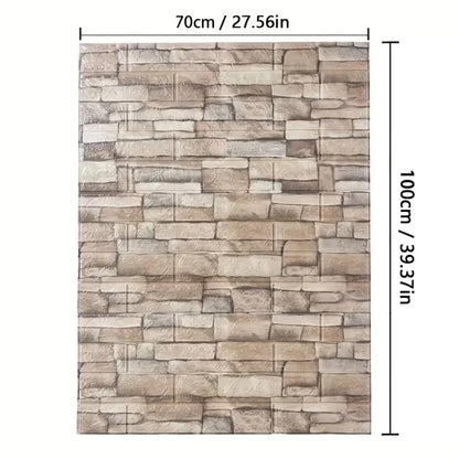 3D Brick Pattern Self-Adhesive Wallpaper 70cm — Waterproof Peel & Stick