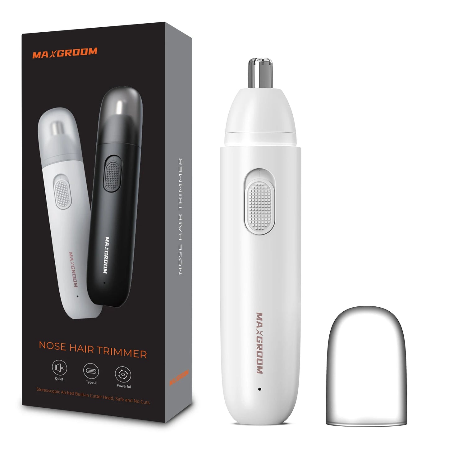 MAXGROOM Electric Nose Hair Trimmer — Rechargeable, 360° Dual Blade, Painless