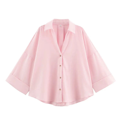 KONDALA Casual Loose Wide-Sleeve Shirt – Women