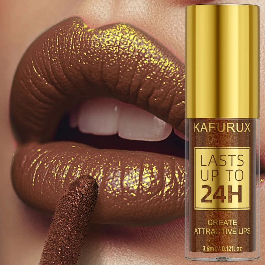KAFURUX Glitter Diamond Shimmer Lip Gloss – 14 Colors, Waterproof, Long-Lasting Liquid Lipstick | Metallic & Sparkling | Single & 2pcs