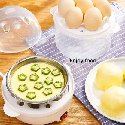NOCCLILI Double-Layer Electric Egg Cooker & Steamer – 7+ Eggs, 350W, Boil, Poach & Steam | EU / US Plug