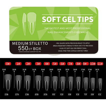 IAIZO Soft Gel Press-On Nail Tips – Full Cover, Almond / Coffin / French | 400–550pcs Box | DIY Manicure Extension