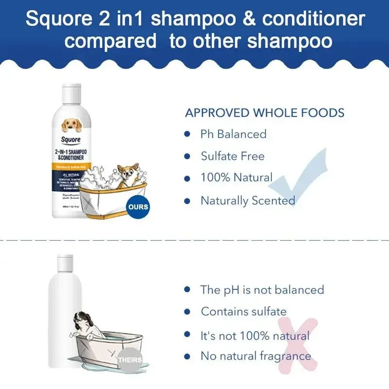 2-in-1 Dog Shampoo & Conditioner – Natural Moisturizing, pH Balanced 300ml