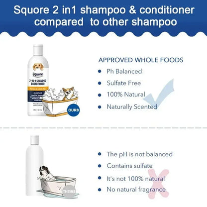 2-in-1 Dog Shampoo & Conditioner – Natural Moisturizing, pH Balanced 300ml