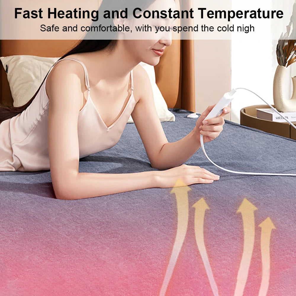 Raugee Electric Heating Blanket 220V – Adjustable Thermostat, Overheat Protection, Remote Control | 70×150 / 120×150cm