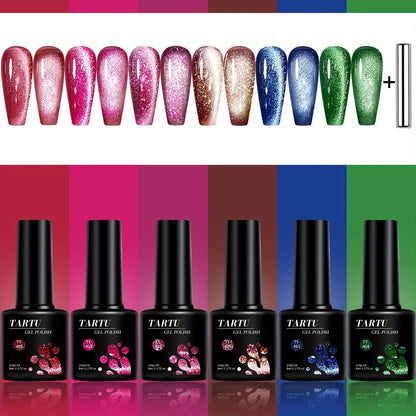 TARTU Cat Eye Gel Nail Polish Set – 6 Colors, 8ml Each, Soak-Off UV/LED | Salon & DIY Nail Art | Sets TT6011–TT6015