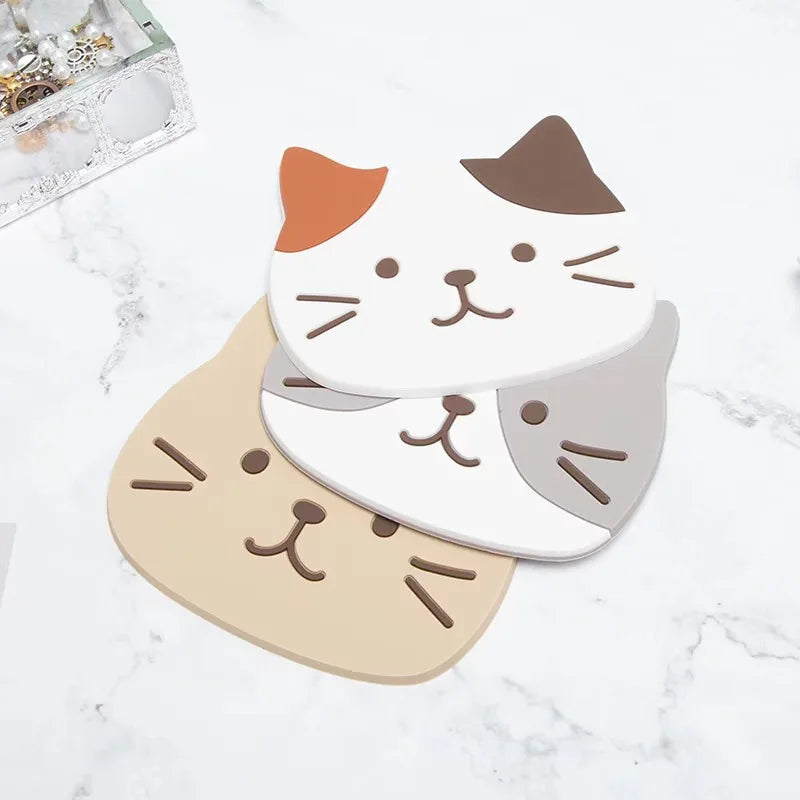 Tabletex Cat Silicone Cup Coaster Set (5pcs) – Waterproof, Heat Resistant, 10×8cm | Table & Desk Protection