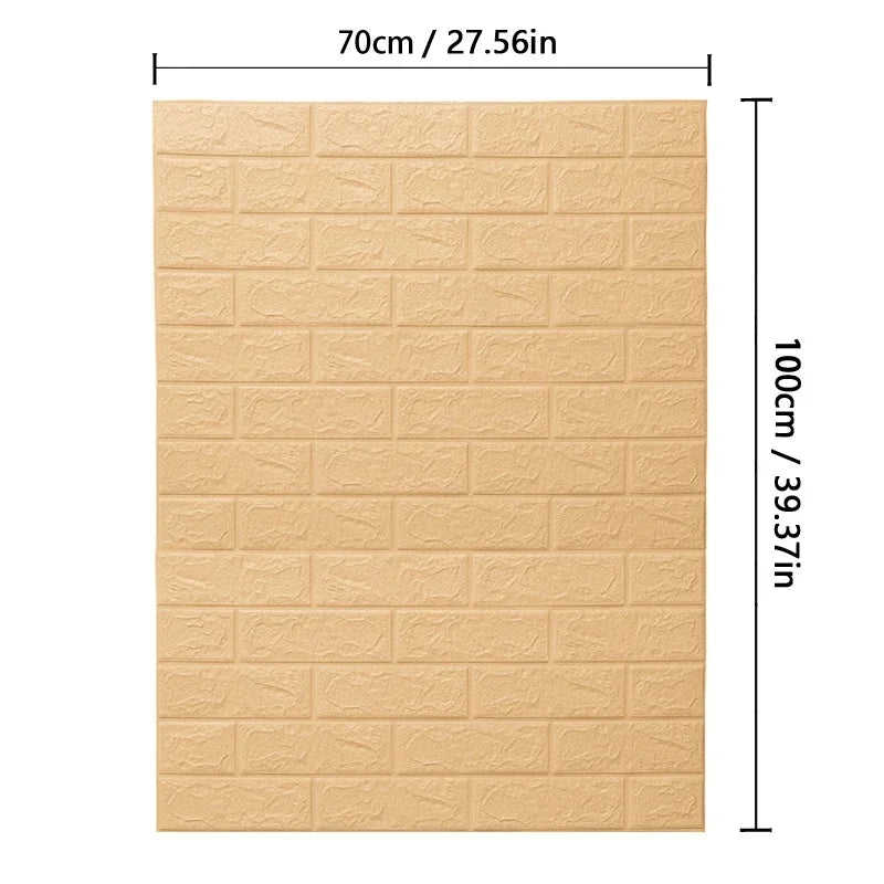 3D Brick Pattern Self-Adhesive Wallpaper 70cm — Waterproof Peel & Stick