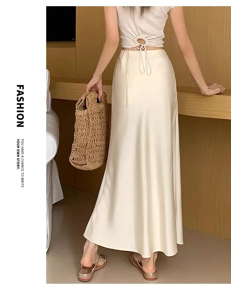 Satin Fishtail Skirt – Women Korean Fashion