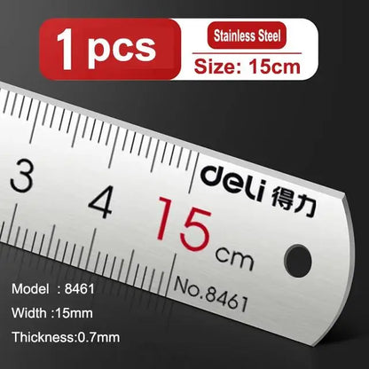 Deli ステンレス製直定規 — 15 / 20 / 30cm、1個、2個、または5個セット