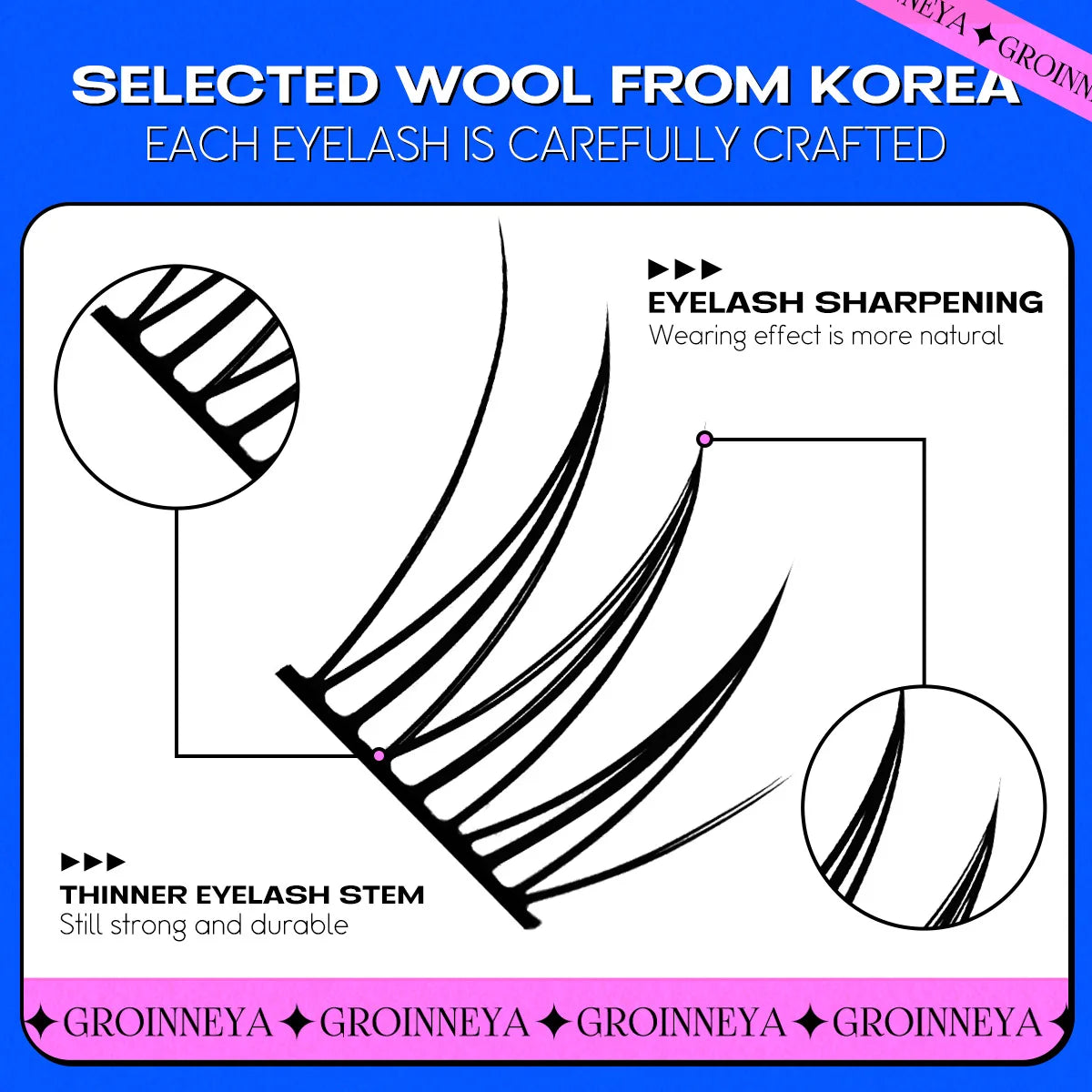GROINNEYA DIY Cluster Lashes – 120 Natural Volume Individual Lash Clusters, 8–16mm | Soft Synthetic Hair | Mixed Tray | 17 Styles