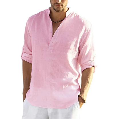 Men's Cotton Linen Casual Shirt – Long Sleeve