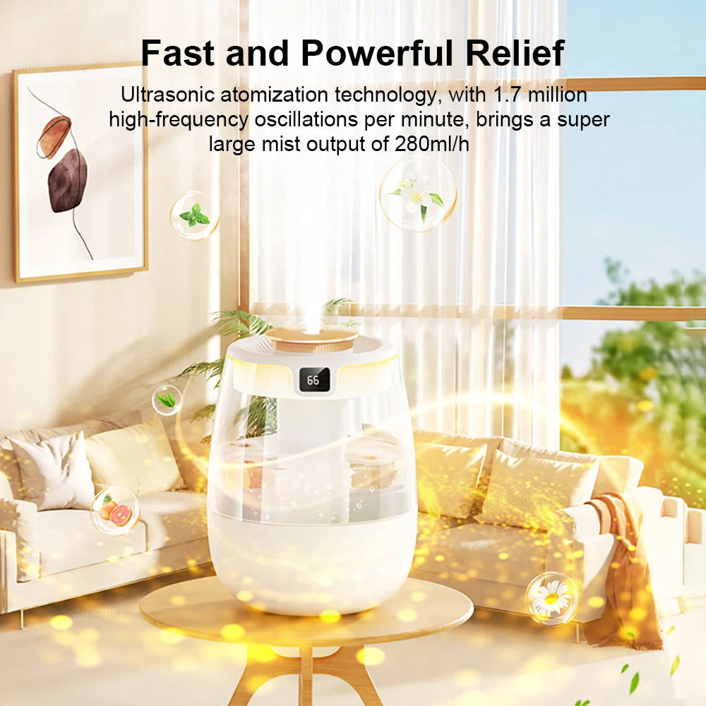 Raugee 1.3L Cool Mist Humidifier – Dual Spray, 280ml/h, Ultra-Quiet <36dB | Home, Office & Bedroom