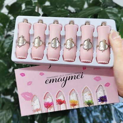 Flower Jelly Crystal Color-Changing Lipstick Set – 6pcs, Temperature-Reactive, Moisturizing Lip Balm | Long-Lasting & Waterproof