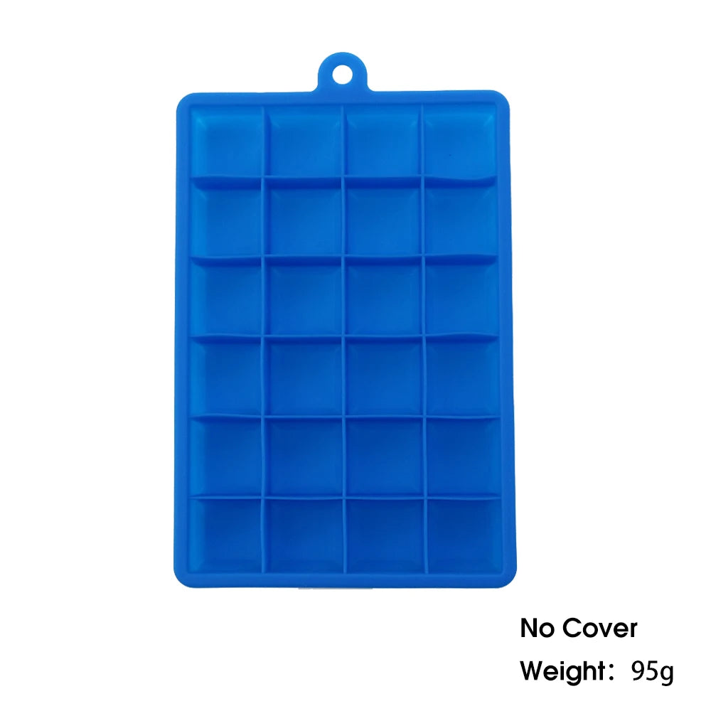 ChengHaoRan 24-Hole Silicone Ice Tray – Food-Grade, Square Ice Cubes, Jelly & Mold | With or Without Lid