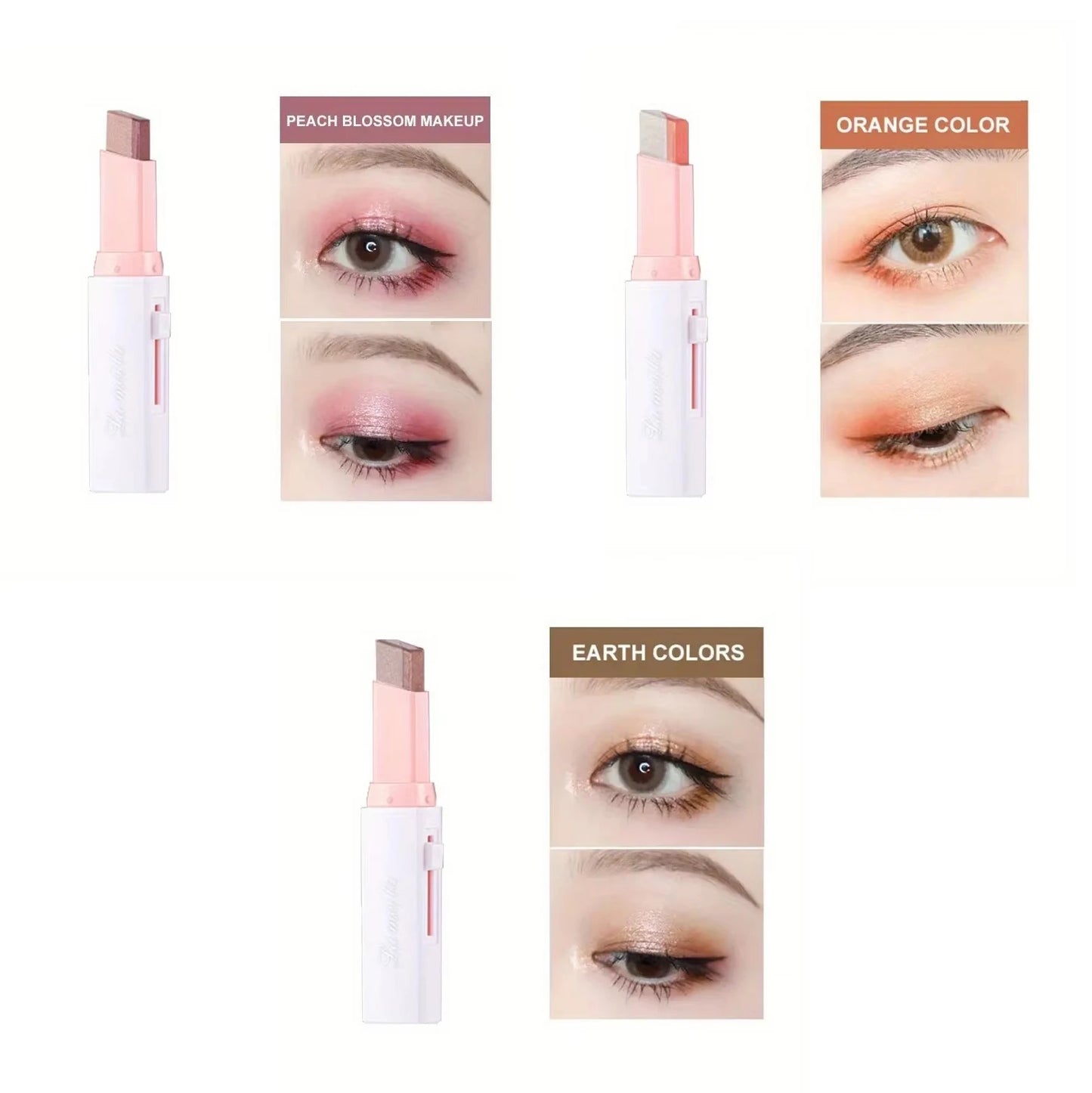 Two-Color Gradient Eyeshadow Stick – 3D Natural Finish, Long-Lasting | Single Shades 01–06 | 3pcs & 6pcs Sets