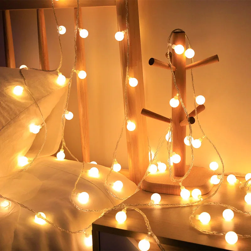 OKAL RED EAST Ball LED String Lights – Waterproof, USB or Battery, 1.5–12M | Warm / White / Colorful | Indoor & Outdoor Fairy Lights