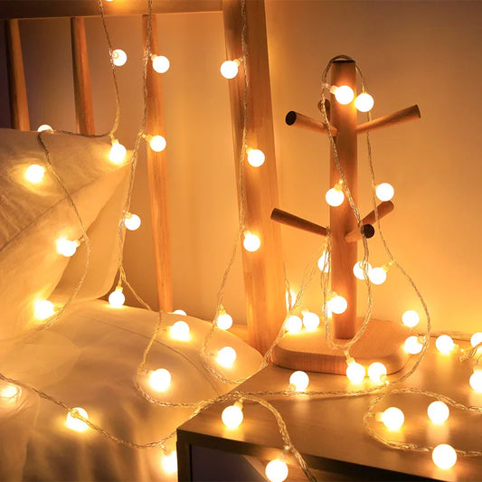 OKAL RED EAST Ball LED String Lights – Waterproof, USB or Battery, 1.5–12M | Warm / White / Colorful | Indoor & Outdoor Fairy Lights