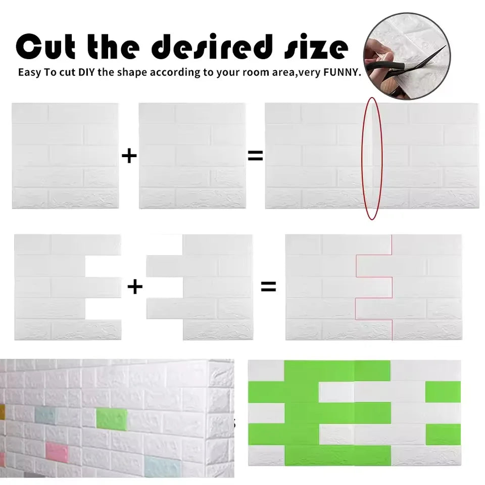 3D Brick Pattern Self-Adhesive Wallpaper 70cm — Waterproof Peel & Stick