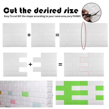 3D Brick Pattern Self-Adhesive Wallpaper 70cm — Waterproof Peel & Stick