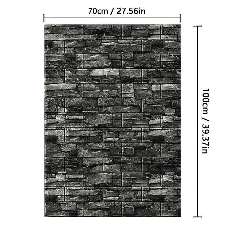 3D Brick Pattern Self-Adhesive Wallpaper 70cm — Waterproof Peel & Stick
