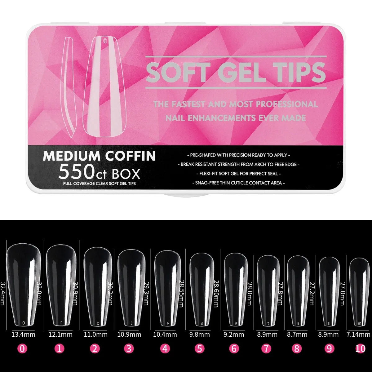IAIZO Soft Gel Press-On Nail Tips – Full Cover, Almond / Coffin / French | 400–550pcs Box | DIY Manicure Extension