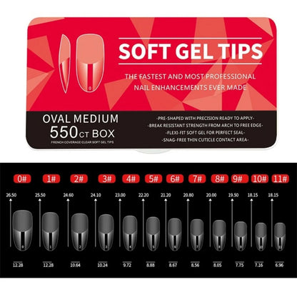 IAIZO Soft Gel Press-On Nail Tips – Full Cover, Almond / Coffin / French | 400–550pcs Box | DIY Manicure Extension