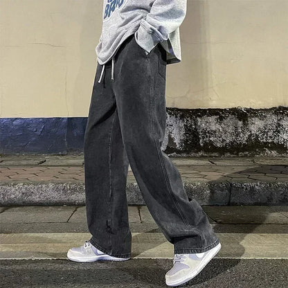 Streetwear Loose Wide Leg Jeans – Men