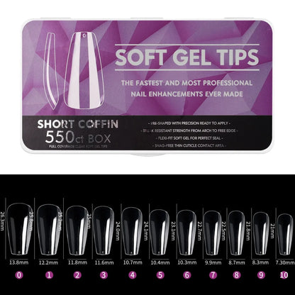 IAIZO Soft Gel Press-On Nail Tips – Full Cover, Almond / Coffin / French | 400–550pcs Box | DIY Manicure Extension