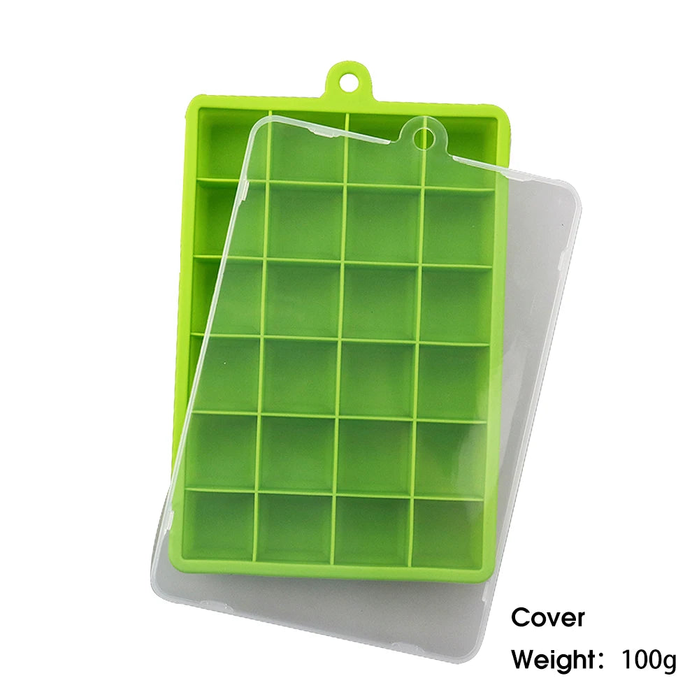 ChengHaoRan 24-Hole Silicone Ice Tray – Food-Grade, Square Ice Cubes, Jelly & Mold | With or Without Lid