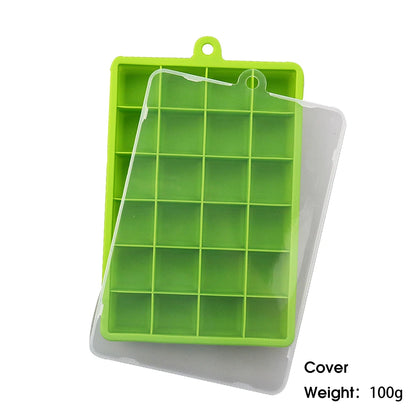 ChengHaoRan 24-Hole Silicone Ice Tray – Food-Grade, Square Ice Cubes, Jelly & Mold | With or Without Lid