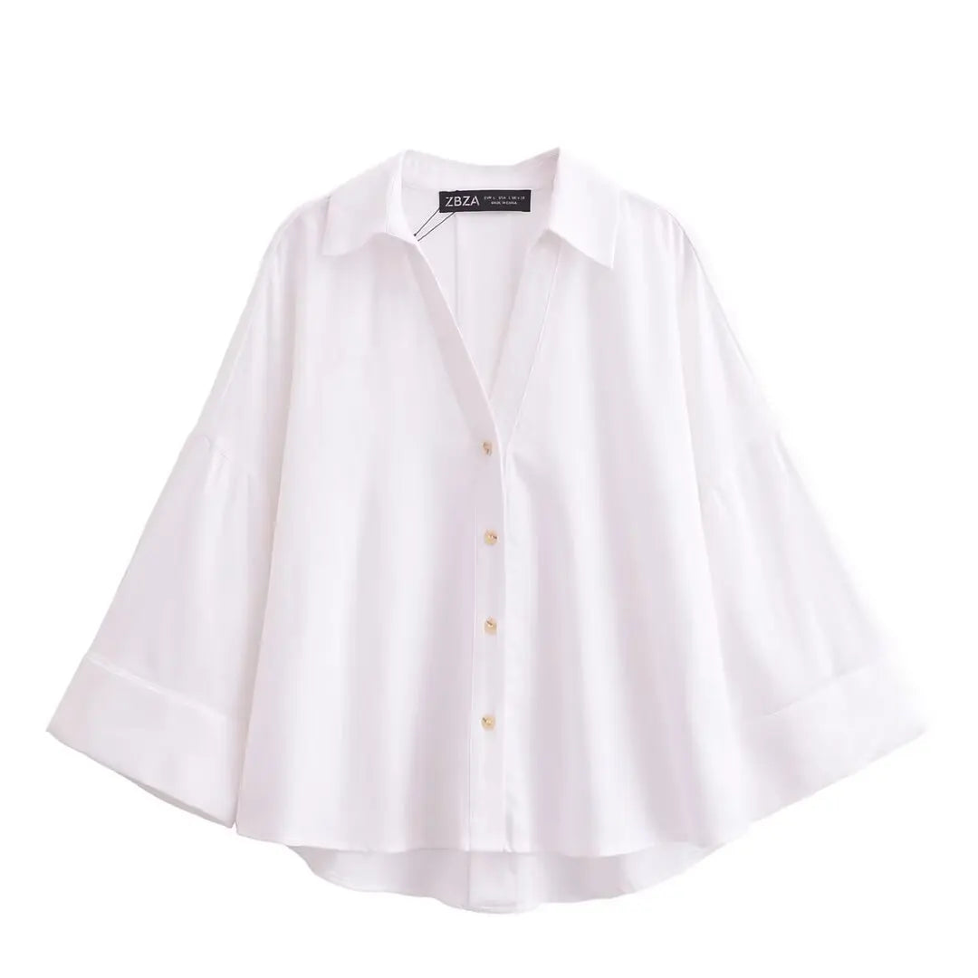 KONDALA Casual Loose Wide-Sleeve Shirt – Women