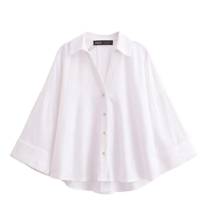 KONDALA Casual Loose Wide-Sleeve Shirt – Women