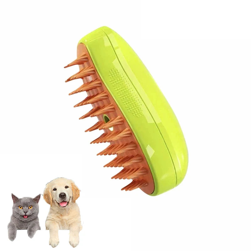 3-in-1 Pet Steam Grooming Brush — Spray, Massage & Detangle for Cats & Dogs